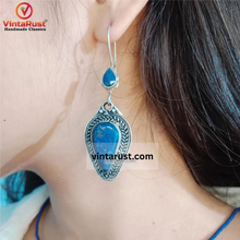 Load image into Gallery viewer, Handmade Long Dangle Lapis Lazuli Stone Earrings