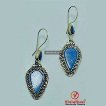 Load image into Gallery viewer, Handmade Long Dangle Lapis Lazuli Stone Earrings