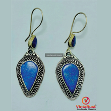 Load image into Gallery viewer, Handmade Long Dangle Lapis Lazuli Stone Earrings