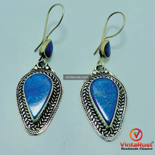 Load image into Gallery viewer, Handmade Long Dangle Lapis Lazuli Stone Earrings