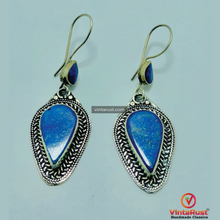 Load image into Gallery viewer, Handmade Long Dangle Lapis Lazuli Stone Earrings