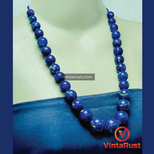 Load image into Gallery viewer, Vintage Lapis Lazuli Blue Bead Necklace