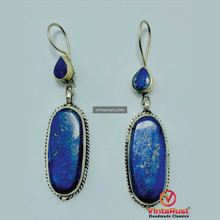 Load image into Gallery viewer, Lapis Lazuli Long Dangle Statement Earrings