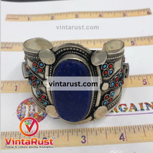 Load image into Gallery viewer, Vintage Afghan Lapis Lazuli Cuff Bracelet