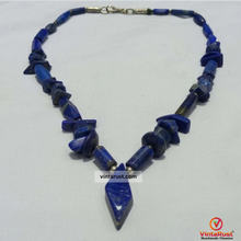 Load image into Gallery viewer, Lapis Lazuli Pendant Necklace with Beaded Stone