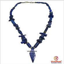 Load image into Gallery viewer, Lapis Lazuli Pendant Necklace with Beaded Stone