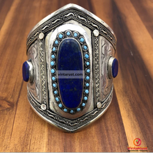 Load image into Gallery viewer, Lapis Lazuli Stone Handmade Adjustable Cuff Bracelet