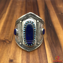 Load image into Gallery viewer, Lapis Lazuli Stone Handmade Adjustable Cuff Bracelet