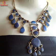Load image into Gallery viewer, Lapis lazuli Dangling Stones Bibs Jewelry Set