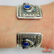 Load image into Gallery viewer, Vintage Adjustable Lapis Lazuli Stone Cuff Bracelet