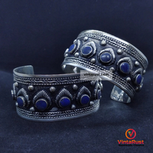 Load image into Gallery viewer, Vintage Adjustable Lapis Lazuli Stone Cuff Bracelet