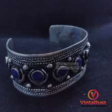 Load image into Gallery viewer, Vintage Adjustable Lapis Lazuli Stone Cuff Bracelet
