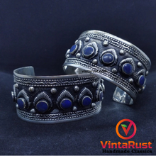 Load image into Gallery viewer, Vintage Adjustable Lapis Lazuli Stone Cuff Bracelet