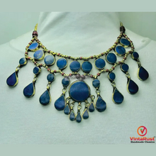 Load image into Gallery viewer, Lapis Lazuli Stone Ethnic Bib Necklace with Beads