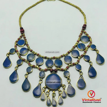 Load image into Gallery viewer, Lapis Lazuli Stone Ethnic Bib Necklace with Beads