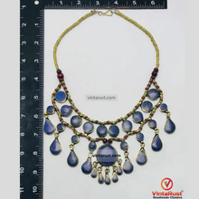 Load image into Gallery viewer, Lapis Lazuli Stone Ethnic Bib Necklace with Beads