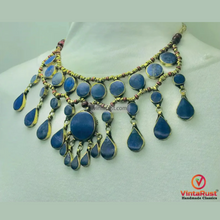 Load image into Gallery viewer, Lapis Lazuli Stone Ethnic Bib Necklace with Beads