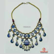 Load image into Gallery viewer, Lapis Lazuli Stone Ethnic Bib Necklace with Beads