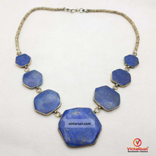 Load image into Gallery viewer, Lapis Tribal Stone Bib Chain Necklace