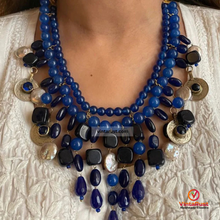 Load image into Gallery viewer, Handcrafted Lapis Choker Mala With Vintage Coins