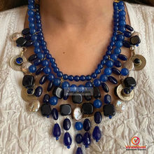 Load image into Gallery viewer, Handcrafted Lapis Choker Mala With Vintage Coins