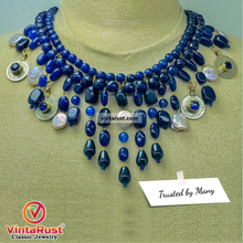 Load image into Gallery viewer, Handcrafted Lapis Choker Mala With Vintage Coins