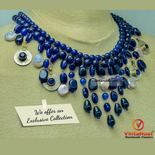 Load image into Gallery viewer, Handcrafted Lapis Choker Mala With Vintage Coins