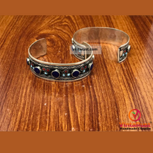 Load image into Gallery viewer, Boho Lapis Stone Cuff Bracelet With Turquoise and Coral