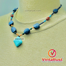 Load image into Gallery viewer, Lapis and Turquoise Beaded Necklace