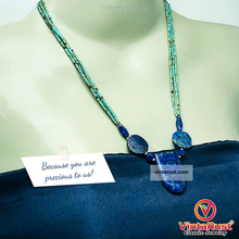 Load image into Gallery viewer, Lapis Stone Necklace With Turquoise Beaded Chain
