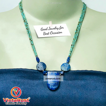 Load image into Gallery viewer, Lapis Stone Necklace With Turquoise Beaded Chain
