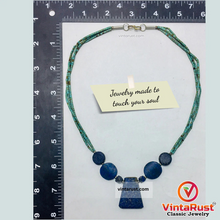 Load image into Gallery viewer, Lapis Stone Necklace With Turquoise Beaded Layered Chain