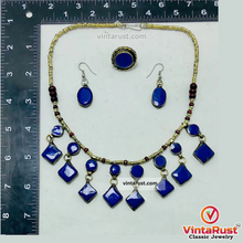 Load image into Gallery viewer, Tribal Dangling Lapis Stone Jewelry Set