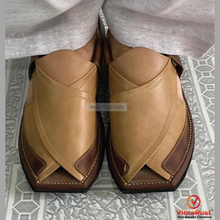 Load image into Gallery viewer, Handcrafted Two-Tone Peshawari Chappal