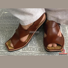 Load image into Gallery viewer, Handmade Brown Leather Peshawari Sandal