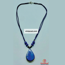 Load image into Gallery viewer, Lapis Lazuli Tear Drop Shape Pendant Necklace