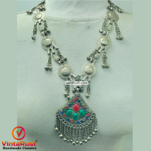 Load image into Gallery viewer, Handmade Tribal Necklace with Colorful Gemstones
