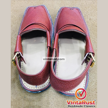 Load image into Gallery viewer, Traditional Handmade Burgundy Peshawari Men's Chappal