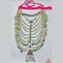 Load image into Gallery viewer, Handmade Kuchi Bib Necklace: Afghan Silver Tribal Jewelry