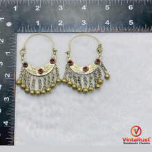 Load image into Gallery viewer, Boho Tribal Hoop Earrings: Kuchi Dangling Bells Earrings