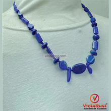 Load image into Gallery viewer, Lapis Lazuli Beaded Necklace: Vintage Tribal Gemstone Jewelry