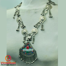 Load image into Gallery viewer, Handmade Tribal Necklace with Colorful Gemstones