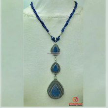 Load image into Gallery viewer, Bohemian Lapis Lazuli Stone Teardrop Pendant Necklace