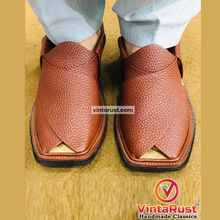 Load image into Gallery viewer, Traditional Handmade Burgundy Peshawari Men's Chappal