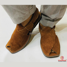 Load image into Gallery viewer, Handmade Suede Peshawari Sandals: Traditional Leather Chappal