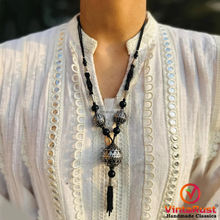 Load image into Gallery viewer, Artisan Black Boho Pendant Necklace