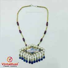 Load image into Gallery viewer, Lapis Lazuli Pendant Necklace With Beaded Chain