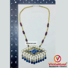 Load image into Gallery viewer, Lapis Lazuli Pendant Necklace With Beaded Chain