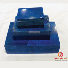Load image into Gallery viewer, Luxury Lapis Lazuli Rectangular Three Piece Jewelry Box Set