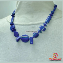 Load image into Gallery viewer, Natural Lapis Lazuli Beaded Necklace: Handmade Tribal Style Blue Gemstone Jewelry